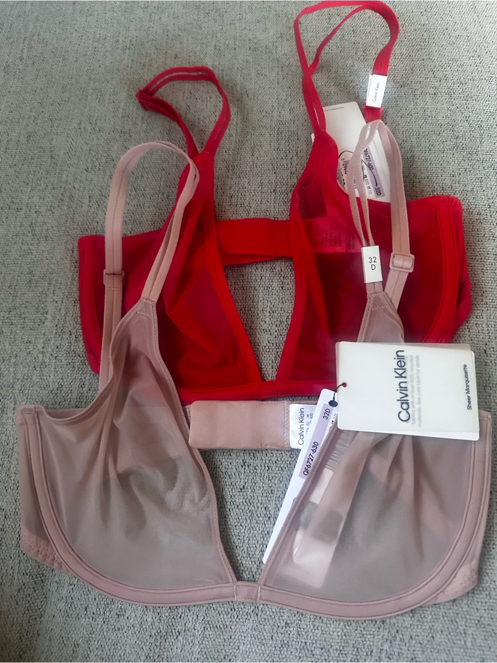 Bundle of Calvin Klein sheer Marquisette unlined plunge bras